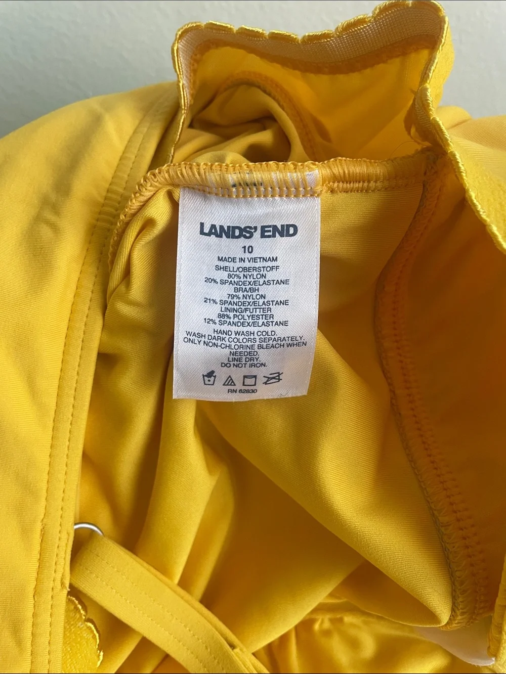 Lands' End Yellow Twist-Front Swim Top